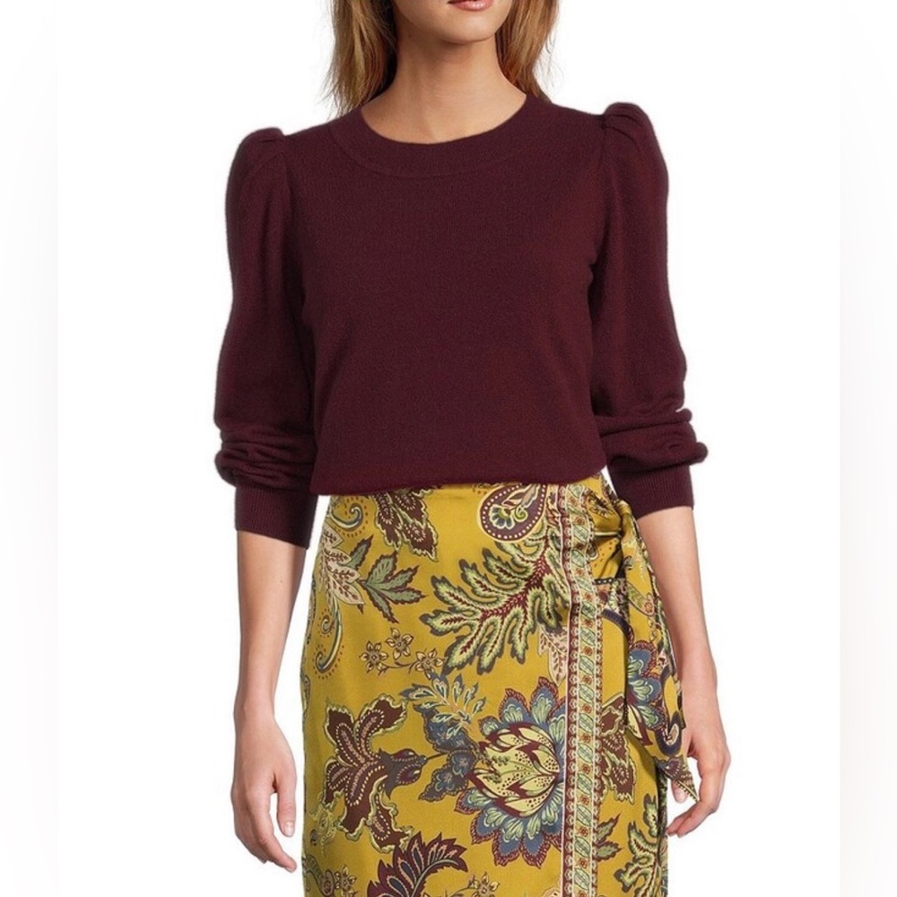 NWT Antonio Melani 100% Cashmere Sweater - Citron - XL - Puff Sleeve Crewneck - Picture 10 of 10